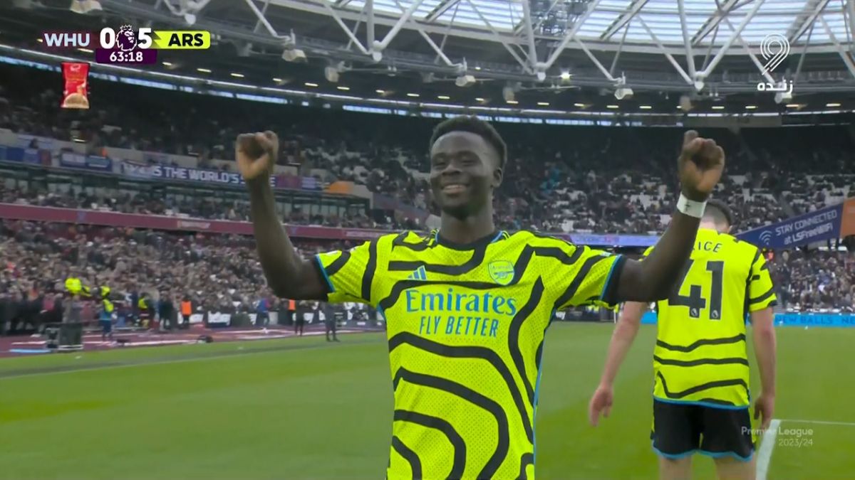 گل پنجم آرسنال به وستهام (دبل ساکا)