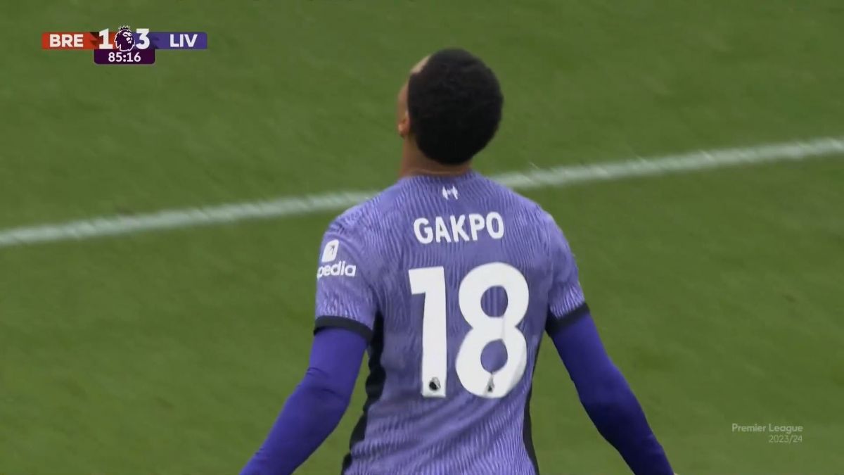 گل چهارم لیورپول به برنتفورد (کودی گاکپو)