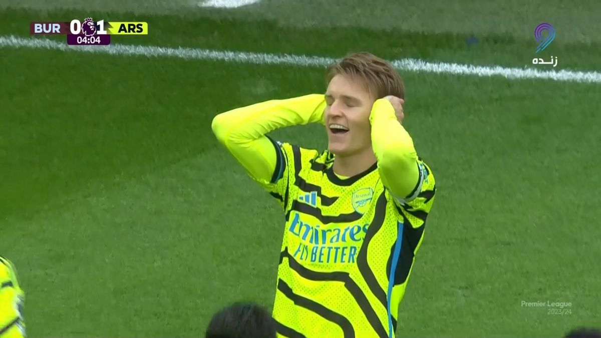 گل اول آرسنال به برنلی (مارتین اودگارد)