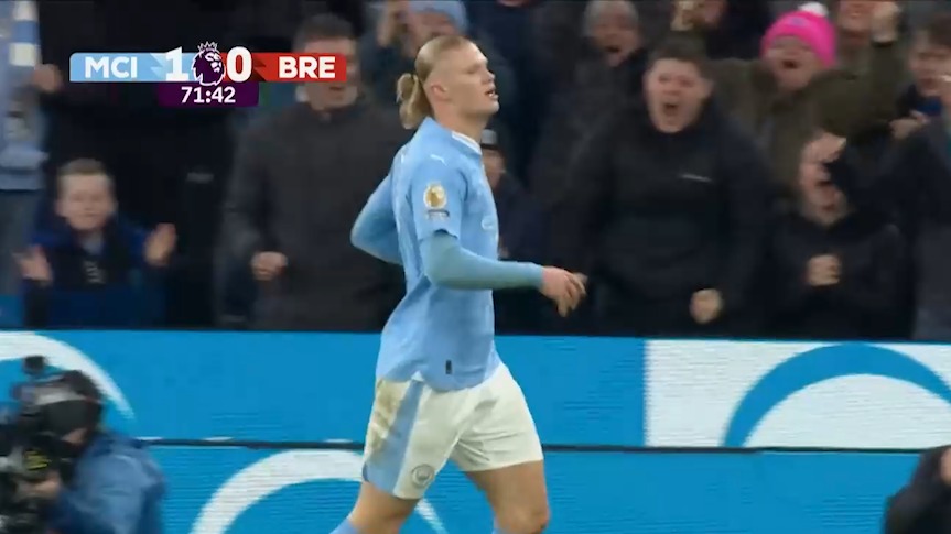 گل اول منچسترسیتی به برنتفورد (هالند)