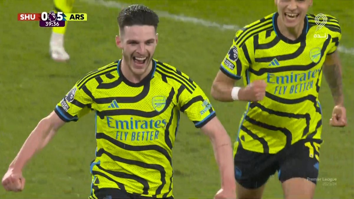 گل پنجم آرسنال به شفیلدیونایتد (دکلان رایس)