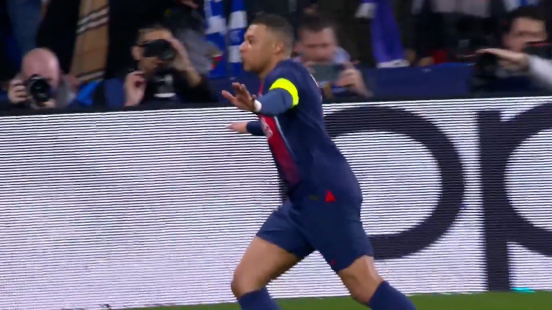 گل اول پاری سن ژرمن به رئال سوسیداد (امباپه)