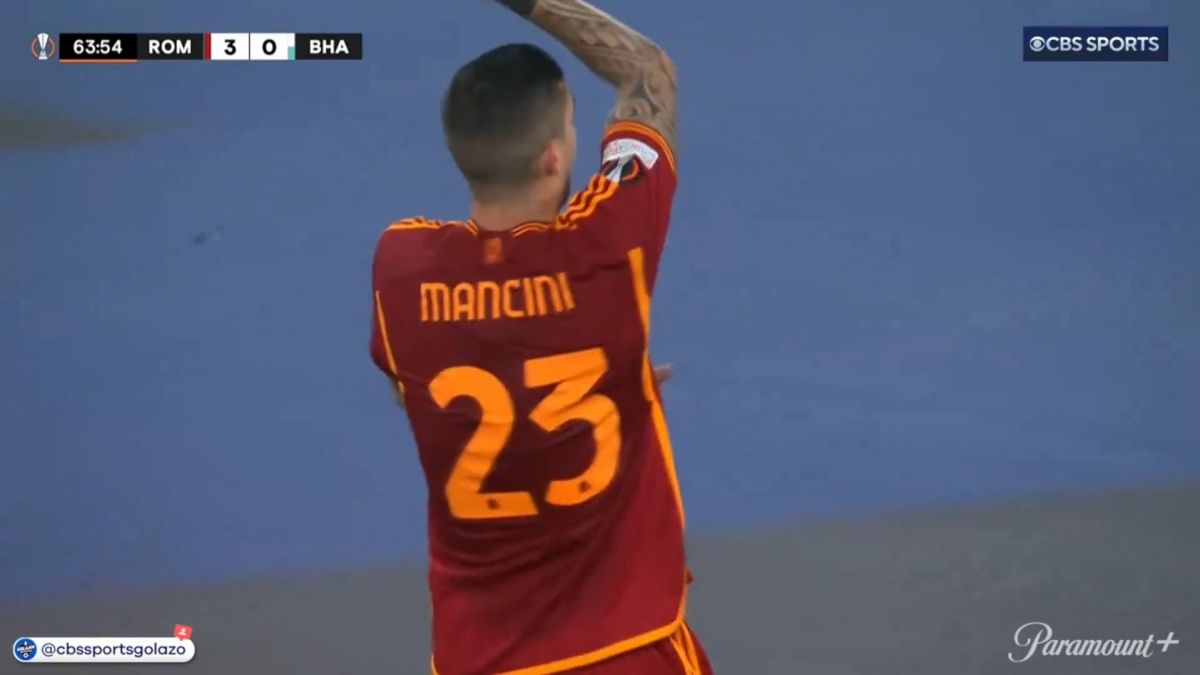 گل سوم رم به برایتون (مانچینی)