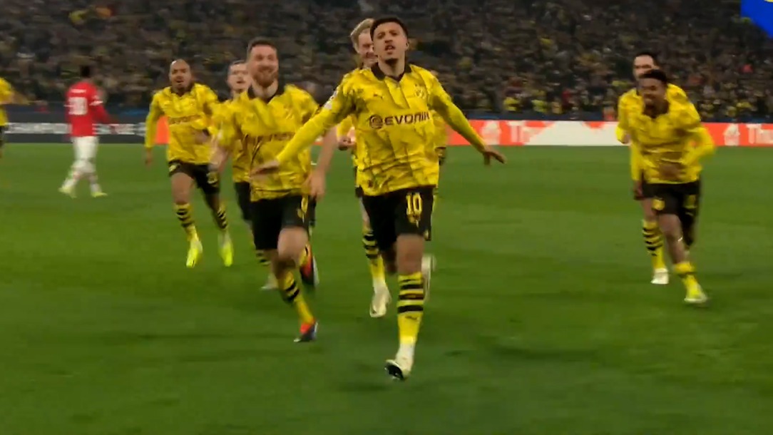 گل اول دورتموند به آیندهوون (جیدون سانچو)