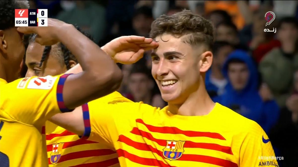 گل سوم بارسلونا به اتلتیکو مادرید (فرمین لوپز)