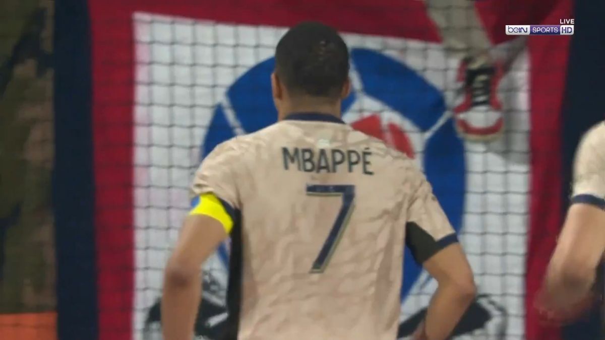 گل پنجم پاری سن ژرمن به مون پلیه (هت تریک امباپه)