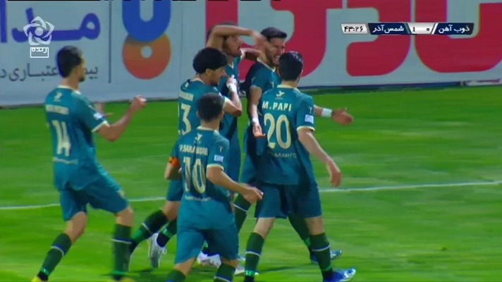 گل اول شمس آذر قزوین به ذوب آهن (شوت زیبای گودرزی)