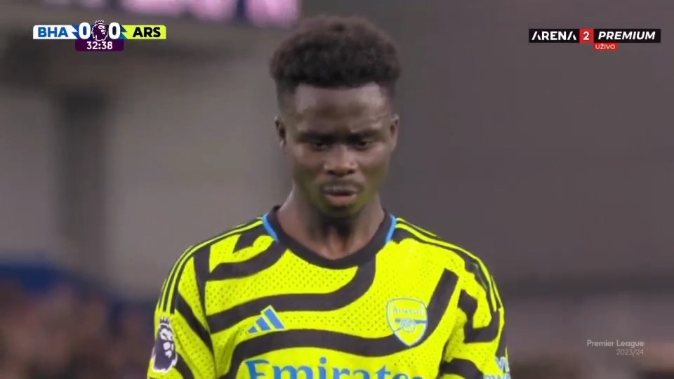 گل اول آرسنال به برایتون (ساکا)