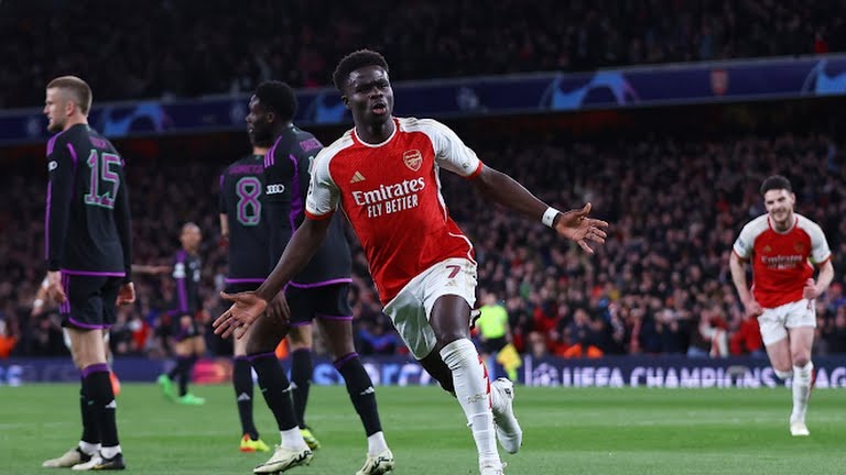 گل اول آرسنال به بایرن مونیخ (ساکا)