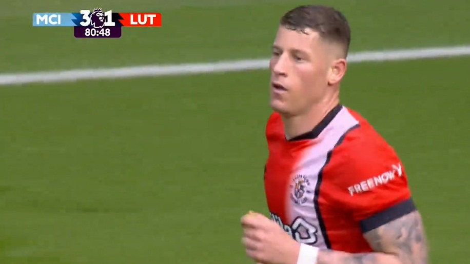 گل اول لوتون به منچسترسیتی (حرکت زیبای بارکلی)