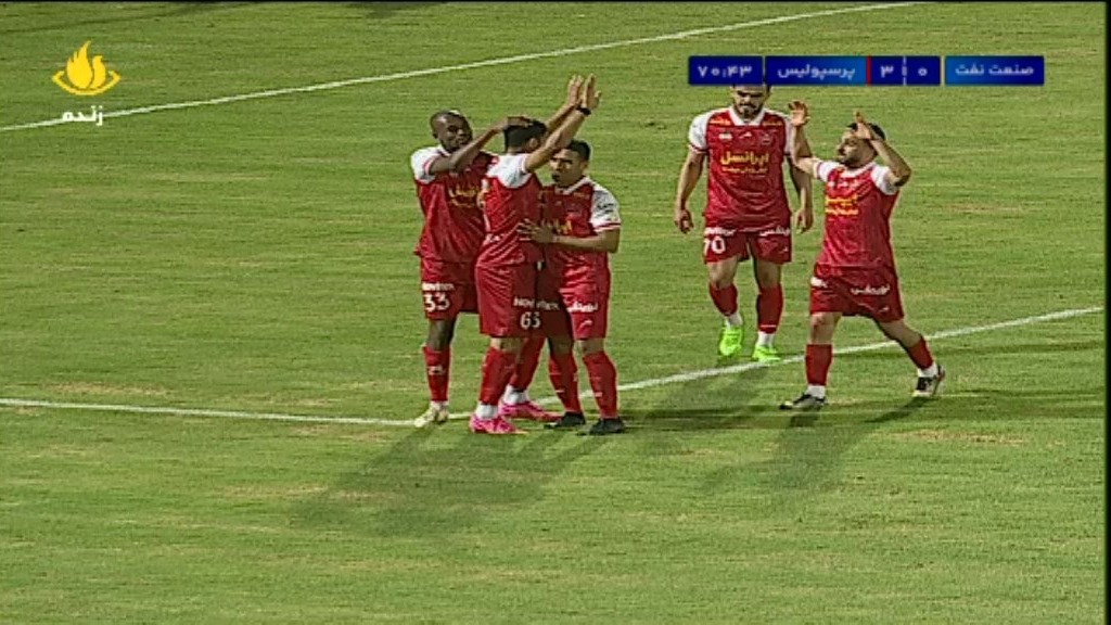 گل سوم پرسپولیس به صنعت نفت آبادان (کنعانی زادگان - پنالتی)