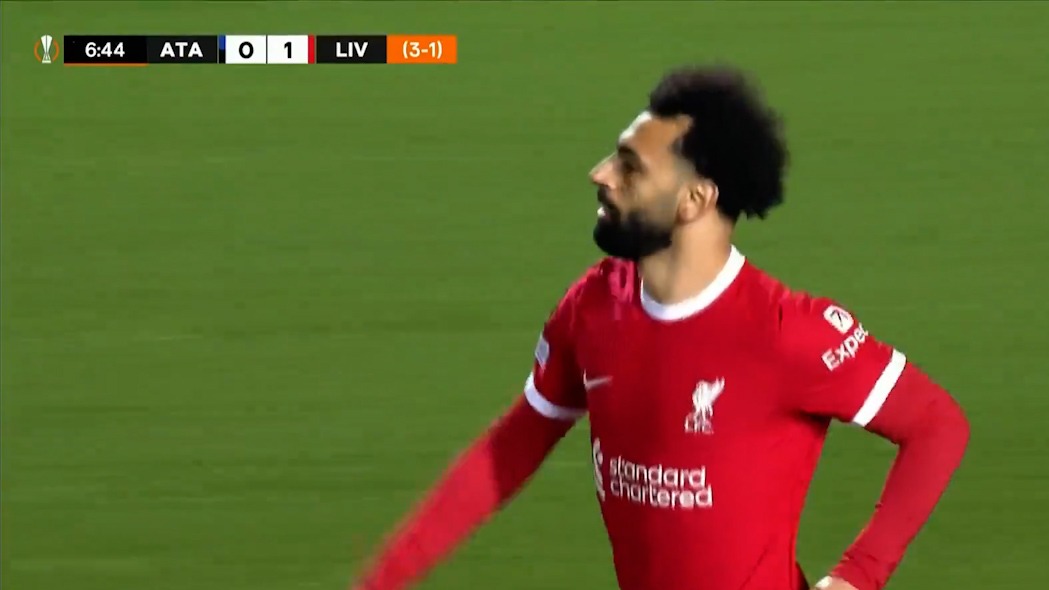 گل اول لیورپول به آتالانتا (محمد صلاح - پنالتی)