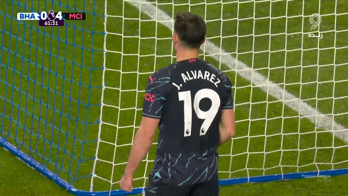 گل چهارم منچسترسیتی به برایتون (خولین آلوارز)