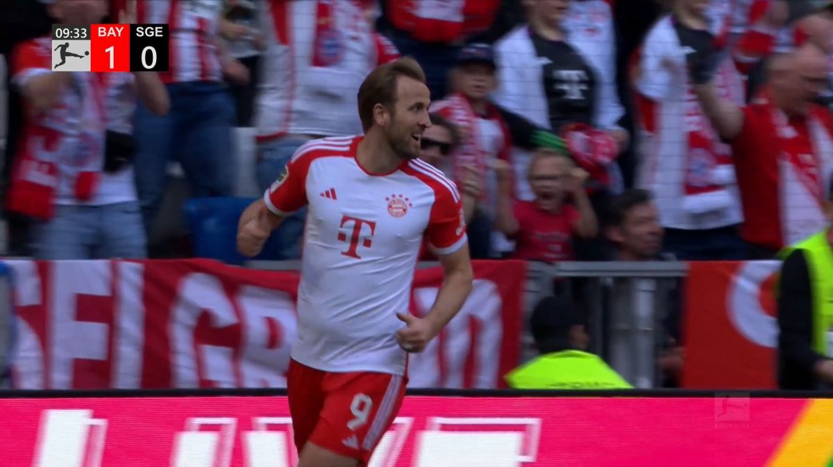 گل اول بایرن مونیخ به اینتراخت فرانکفورت (هری کین)