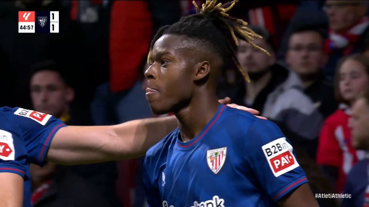 گل اول اتلتیک بیلبائو به اتلتیکو مادرید (نیکو ویلیامز)