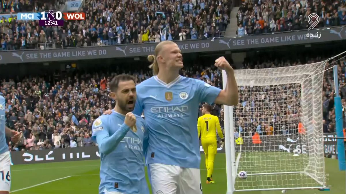 گل اول منچسترسیتی به ولورهمپتون (هالند - پنالتی)