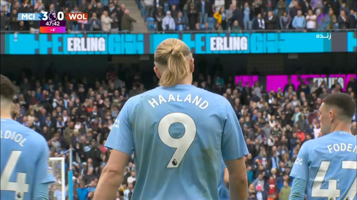 گل سوم منچسترسیتی به ولورهمپتون (هت تریک هالند - پنالتی)