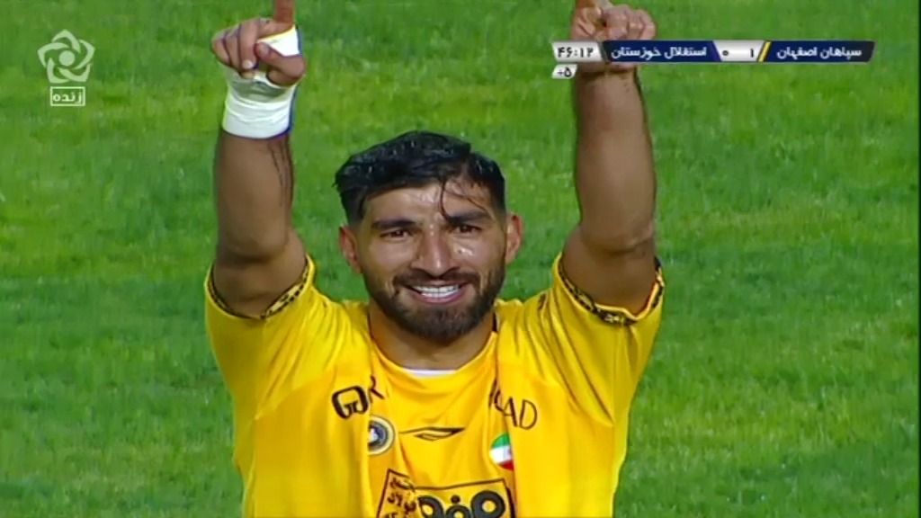 گل اول سپاهان به استقلال خوزستان (شهریار مغانلو)