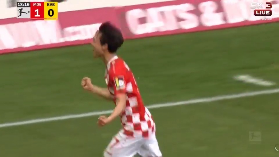 گل دوم ماینتس به دورتموند (لی جائه سونگ)