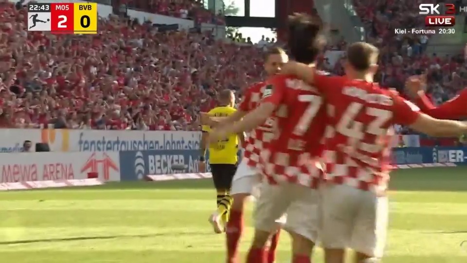 گل سوم ماینتس به دورتموند (دبل لی جائه سونگ)