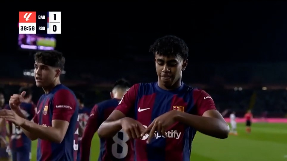 گل اول بارسلونا به رئال سوسیداد (یامال)