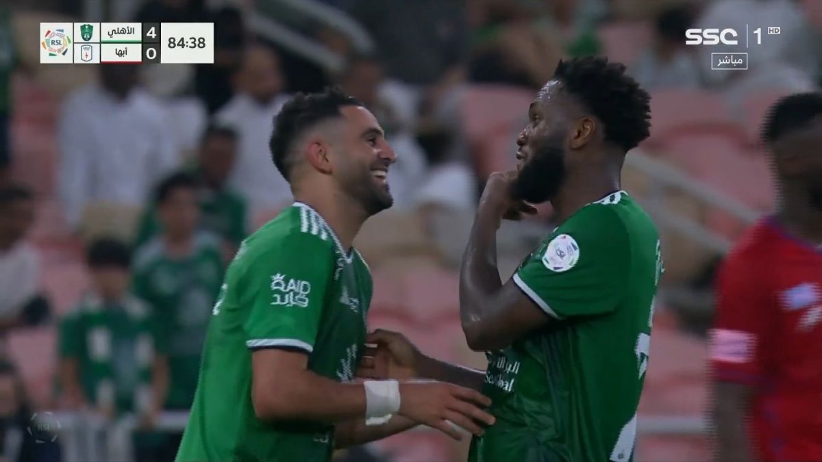 گل چهارم الاهلی عربستان به ابها (ریاض محرز با پاس کسیه)