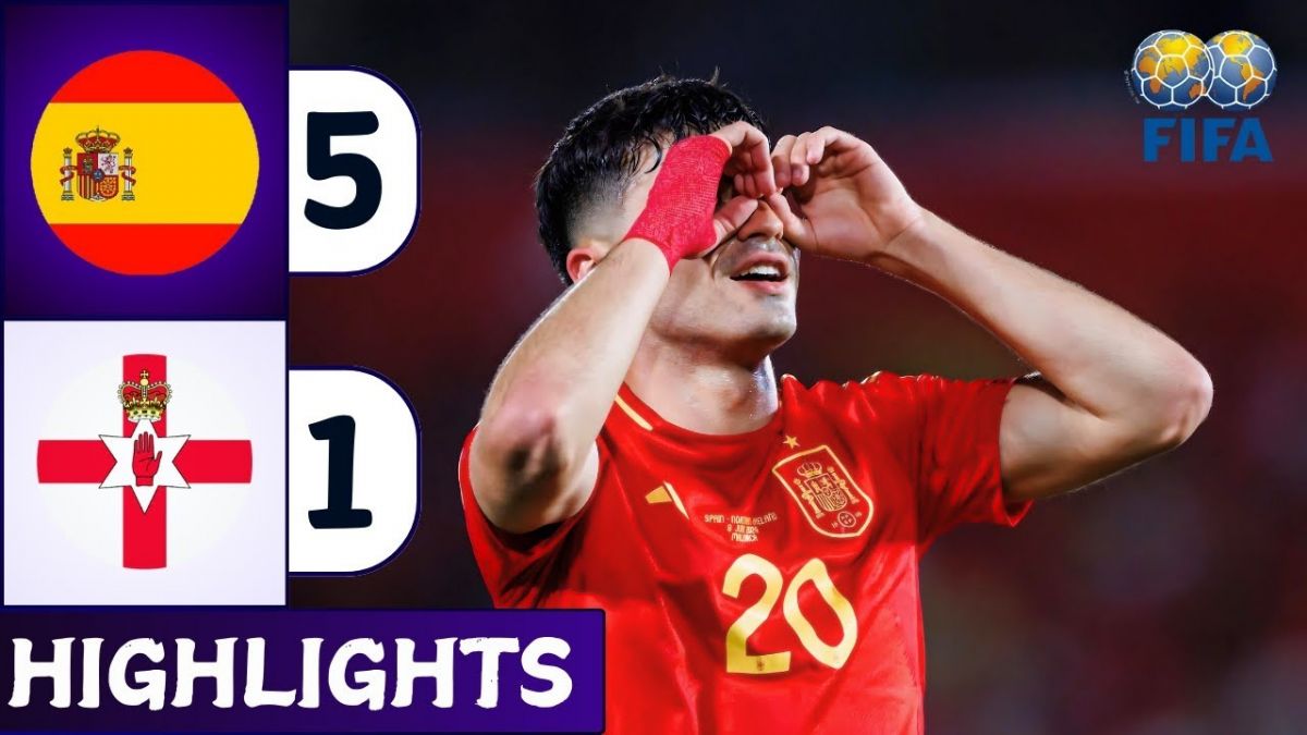خلاصه بازی اسپانیا 5-1 ایرلند شمالی