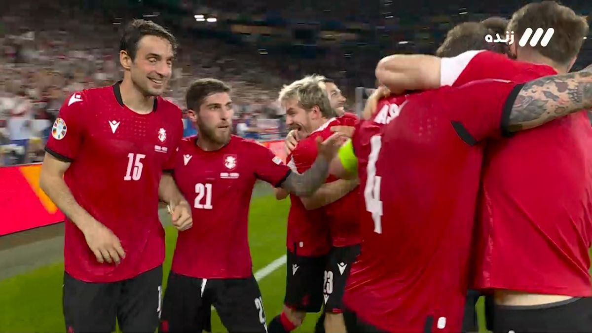سوت پایان بازی و جشن بازیکنان گرجستان پس از برد تاریخی مقابل پرتغال