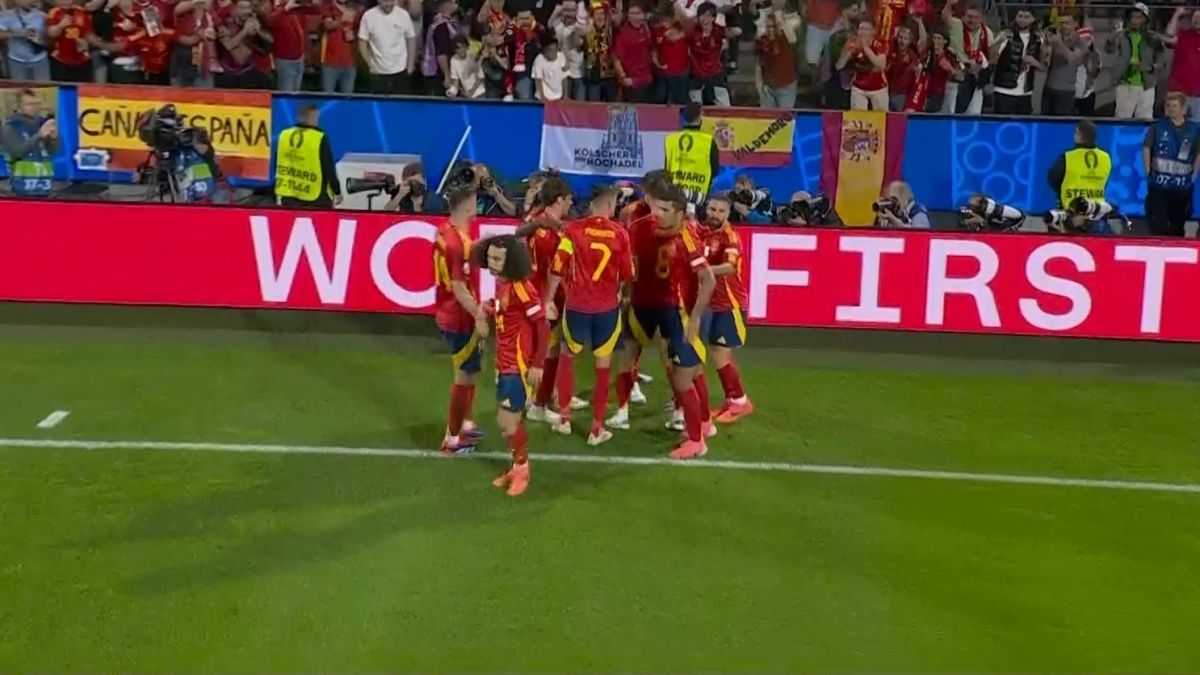 گل دوم اسپانیا به گرجستان (فابین رویز)