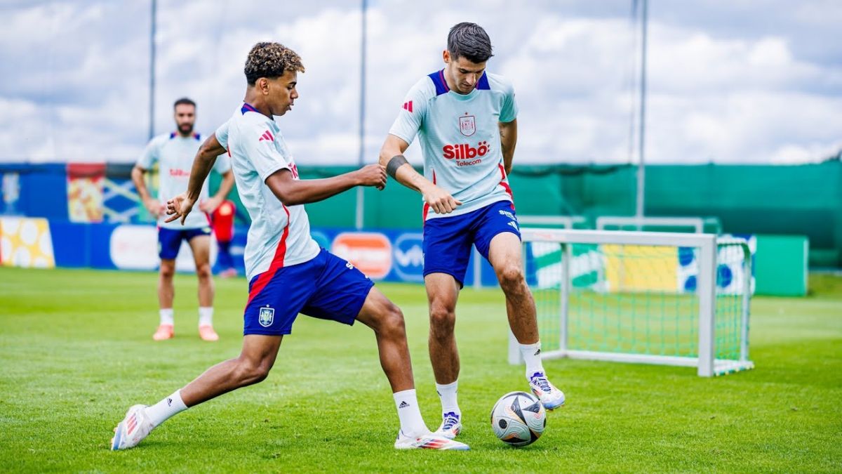 چالش جالب گل گوچک موراتا و یامال در تمرین تیم ملی اسپانیا