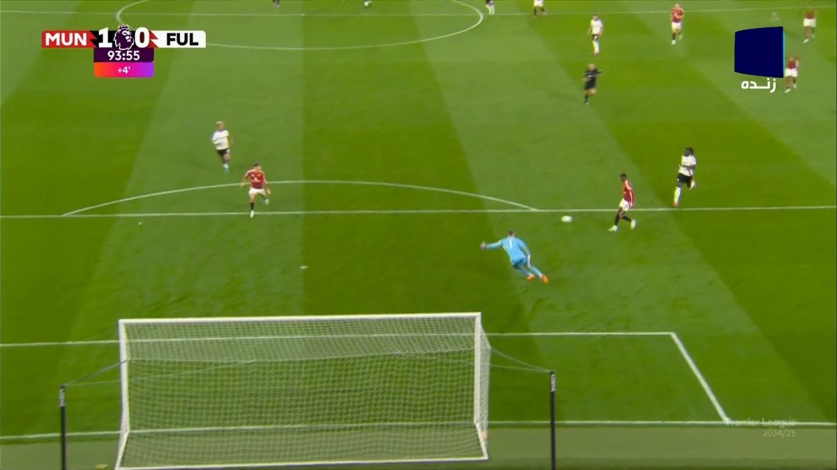 فرصت سوزی باورنکردنی گارناچو مهاجم منچستریونایتد مقابل دروازه خالی فولام