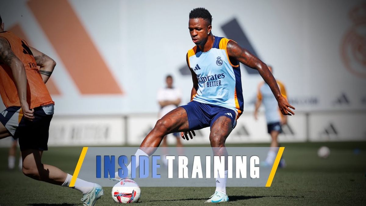 تمرین گلزنی امباپه و بازیکنان رئال مادرید برای اولین بازی لالیگا مقابل مایورکا