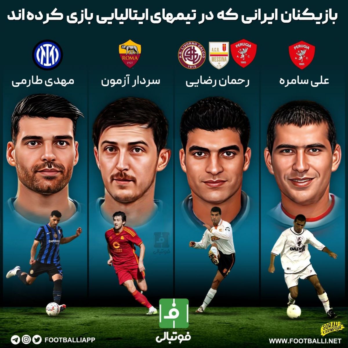 اینفوگرافی اختصاصی/ بازیکنان ایرانی که در تیمهای ایتالیایی بازی کردهاند