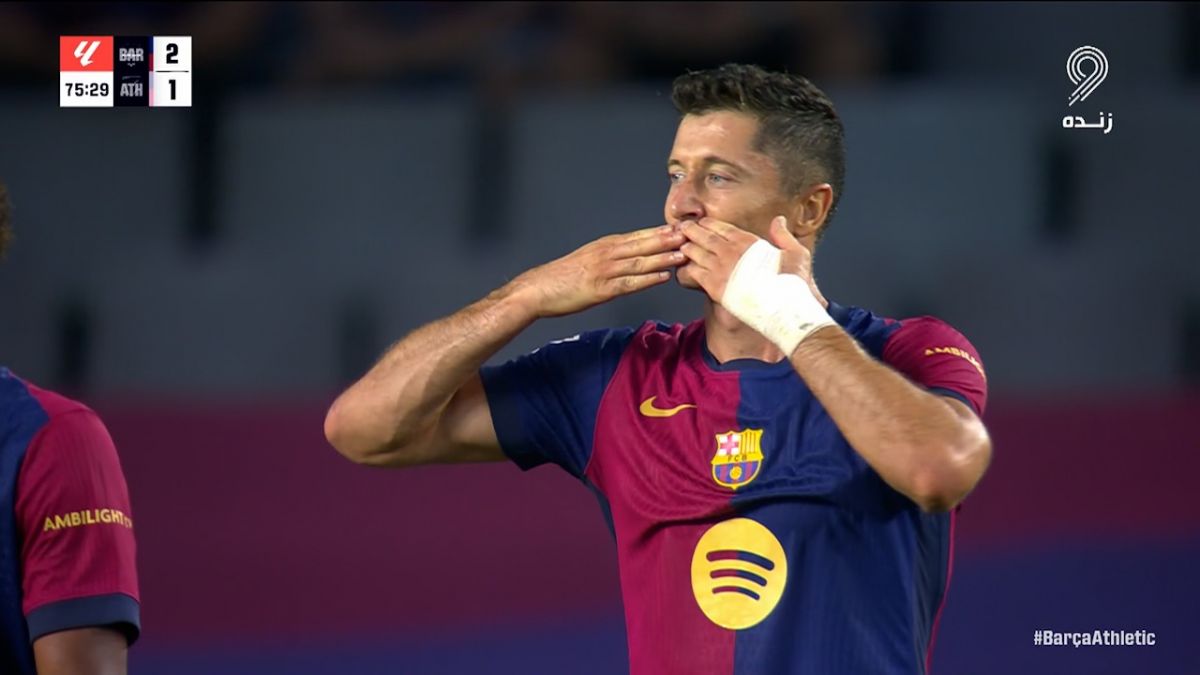 گل دوم بارسلونا به اتلتیک بیلبائو (لواندوفسکی)