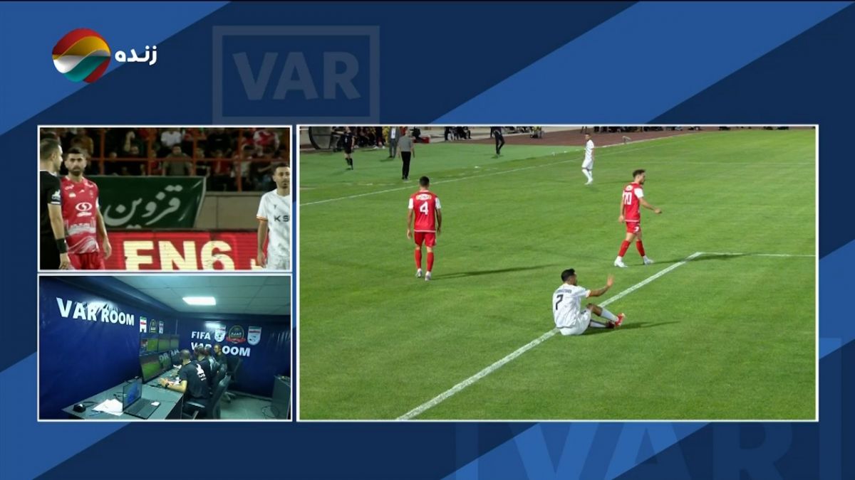 صحنه مشکوک به پنالتی در محوطه جریمه پرسپولیس که توسط کمک داور ویدیویی رد شد