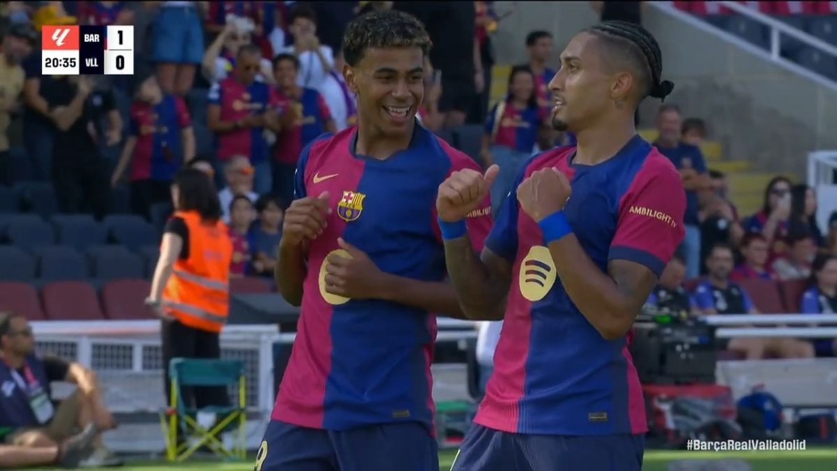 گل اول بارسلونا به وایادولید (رافینیا)