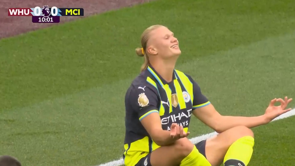 گل اول منچسترسیتی به وستهام (ارلینگ هالند)