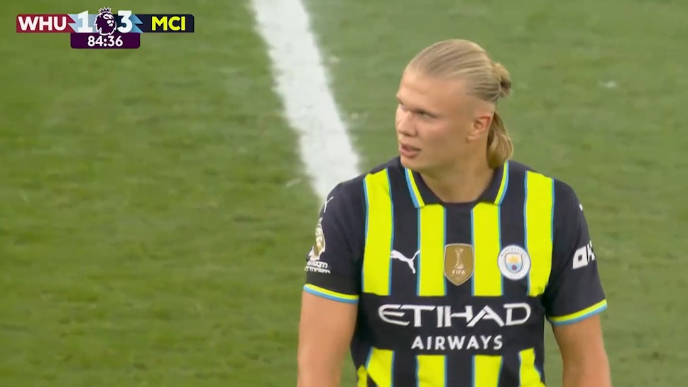 گل سوم منچسترسیتی به وستهام (هت تریک هالند)