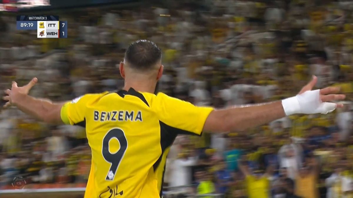 گل هفتم الاتحاد به الوحده عربستان (هت تریک بنزما)