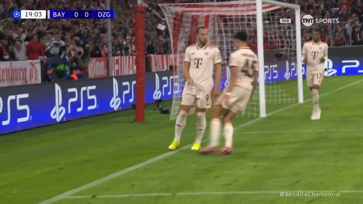 گل اول بایرن مونیخ به دینامو زاگرب (هری کین)