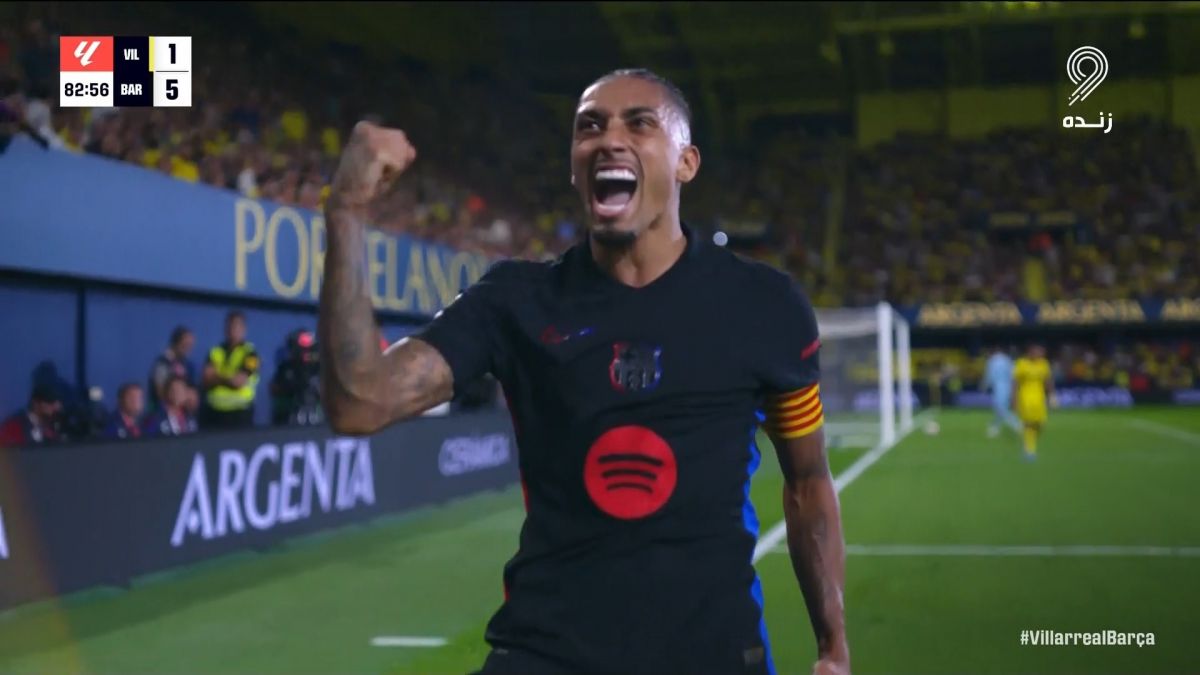 گل پنجم بارسلونا به ویارئال (دبل رافینیا)