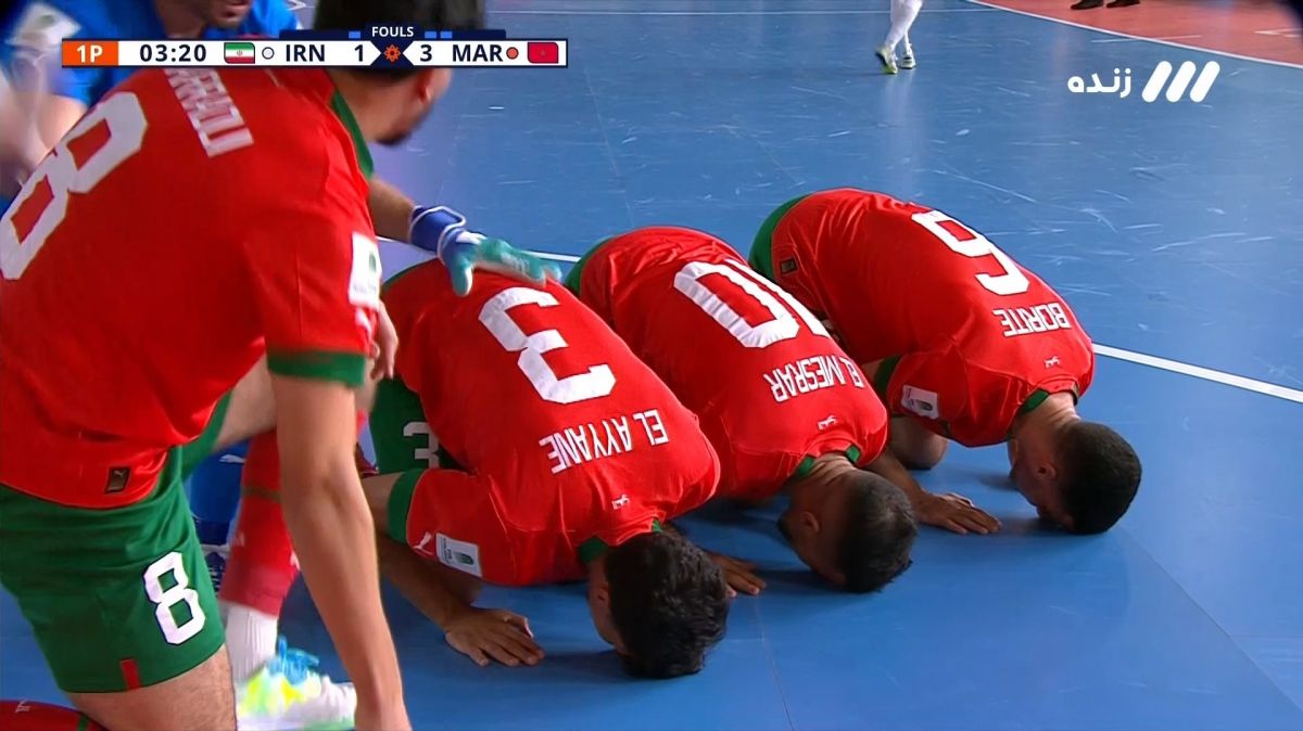 گل سوم تیم ملی فوتسال مراکش به ایران (المسرار)