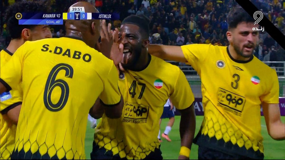 گل اول سپاهان به استقلال تاجیکستان (کامارا)