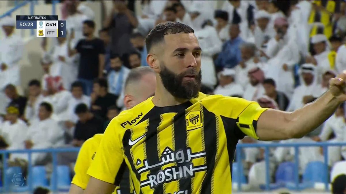 گل اول الاتحاد به الاخدود (کریم بنزما)