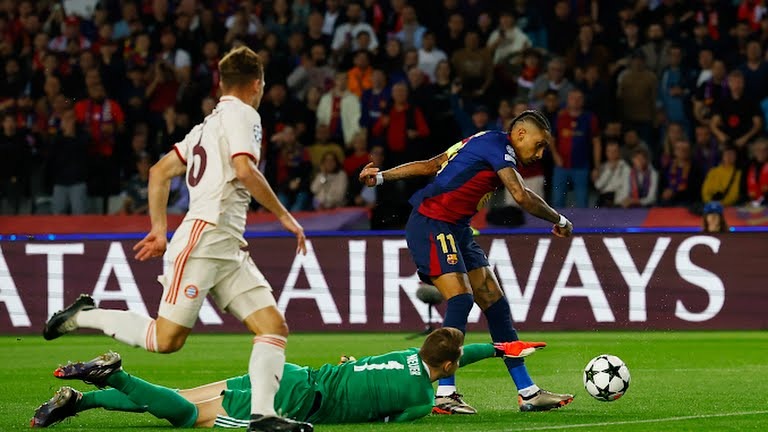 گل اول بارسلونا به بایرن مونیخ (رافینیا در ثانیه 57)