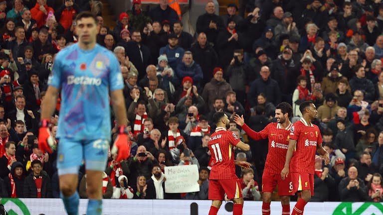 گل دوم لیورپول به استون ویلا (محمد صلاح با استارت 60 متری)