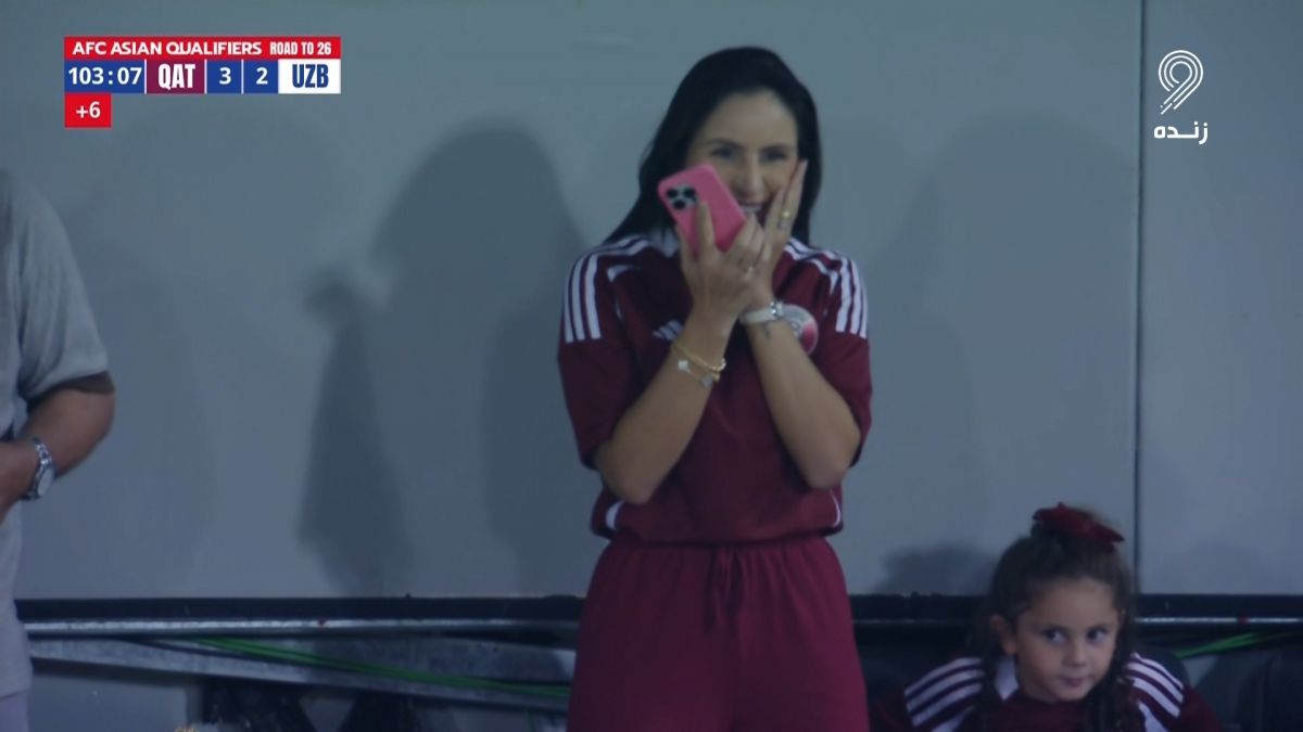 شادی همسرِ مندز پس از گل دقیقه 102 مقابل ازبکستان