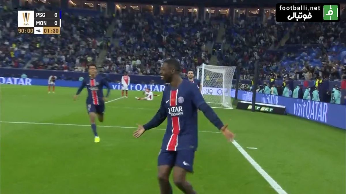 گل اول پاری سن ژرمن به موناکو (عثمان دمبله دقیقه 92)