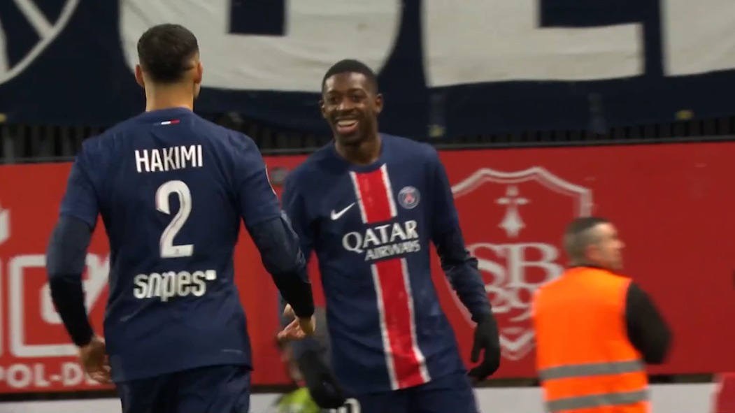 گل دوم پاری سن ژرمن به برست (دبل عثمان دمبله)