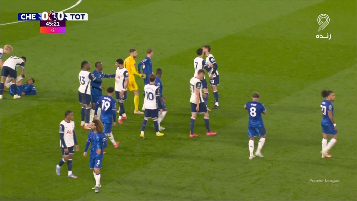 درگیری شدید بازیکنان چلسی - تاتنهام